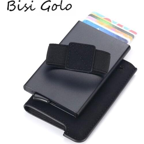 BISI GORO RFID Credit Card Holder Automatic Pouch for Credit Card Men and Women Unisex High Quality ID Case PU Leather Wallets