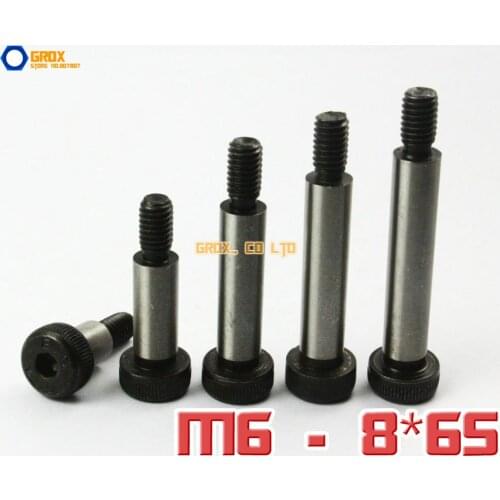 5 Pieces M6 Threaded 8 x 65mm 12.9 Grade Alloy Steel Hexagon Socket Head Shoulder Screw Bolt