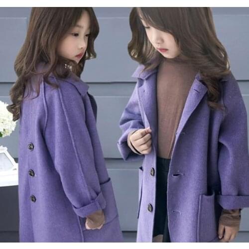 Childrens woollen coat girls long coat