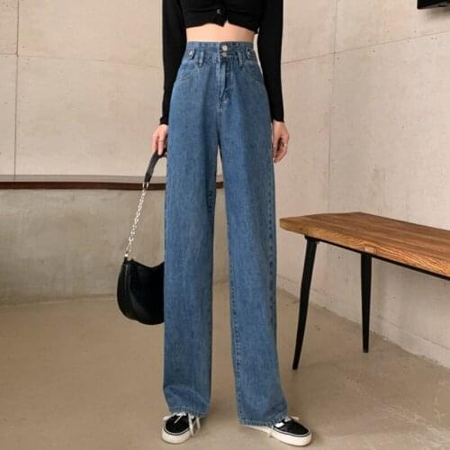 Woman Jeans High Waist Clothes Wide Leg Denim Clothing Blue Streetwear Vintage Quality 2021 Fashion Harajuku Straight Pants