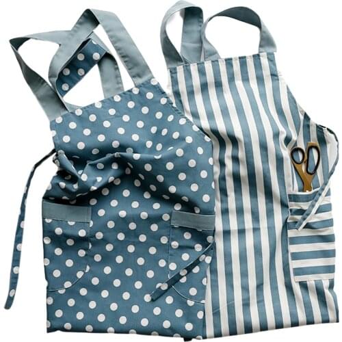 NEW Vest-style Apron Polka Dot / Striped Print with Double Pockets Widened Shoulder Strap Lengthen Bandage Kitchen Accessories