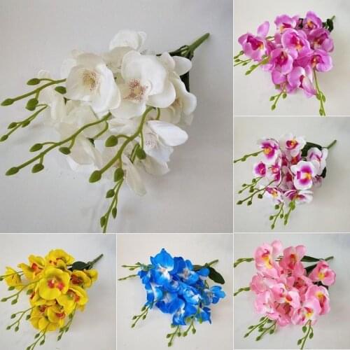 Artificial Flower Orchid Wedding Bouquet Silk Fake Flower Phalaenopsis Party Home Wedding Decor Bedroom Table Top Ornaments