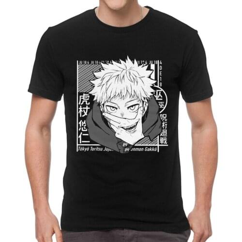Jujutsu Kaisen Yuji Itadori Tshirts Men Fashion Tee Tops 100% Cotton T Shirt Short Sleeve Otaku Manga Anime T-shirts Clothes
