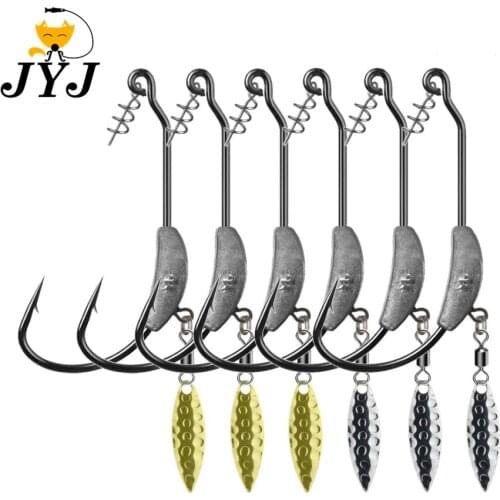 JYJ 3PCS/Lot 5.4g 5.5g 7.2g lead jig head fish hook jig Hooks for soft fishing bait of carbon steel hooks with rattle spoon