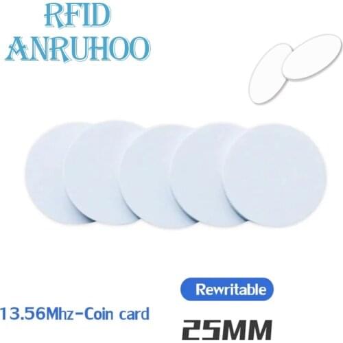 5/10PCS RFID Access Control Coin Card NFC Smart Chip Tag 13.56Mhz 25MM Rewriteable Copy Sticker 1K S50 Badge UID Change Key