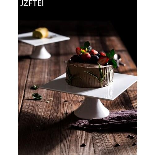 Ceramic Square Cake Cart Dessert Plate Fruit Dessert Display Tray Birthday Party Decorations Adult Support Party Storage Kitchen