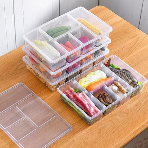 Refrigerator Storage Box Stackable Fridge Freezer Organizer with Lid Produce Organizer Kitchen Vegetables Fruits Storage Box