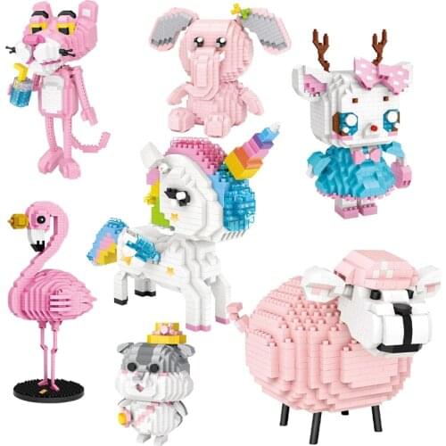 Loz DIY Diamond Mini Block 3D Building Bricks Constellation Panda Cute Animal Pink Figures Unicorn Model Brick Toys For Kids