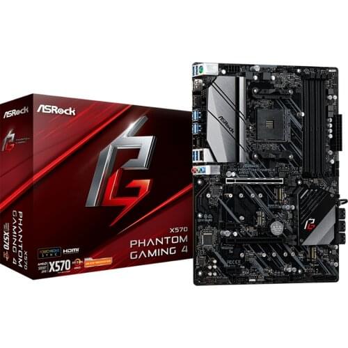ASRock X570 Phantom Gaming 4 Desktop Motherboard Socket AM4 DDR4 SATA3, 2 Ultra M.2 USB 3.1 VGA HDMI ATX