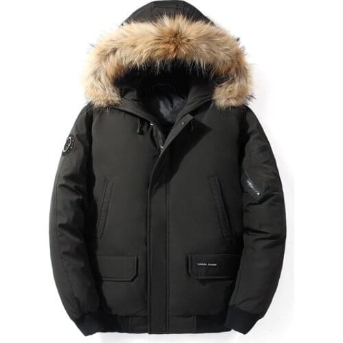 Men Down Jacket Mens Winter Thick Coat Fur Collar Parkas Warm Casual Winter White Duck Down Jackets Male Coats European Size