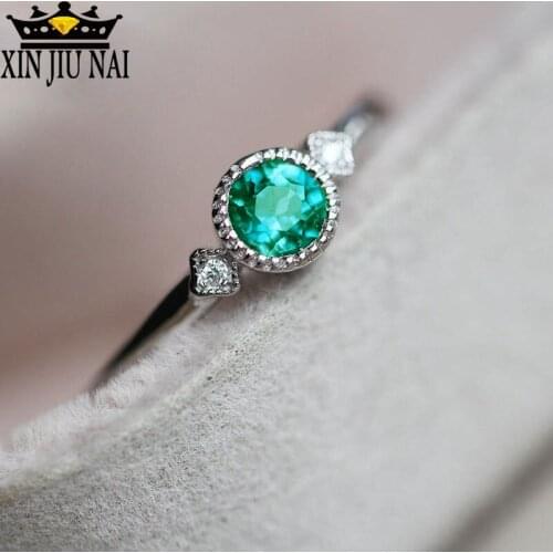 Mint Green Colored Tourmaline Sea Blue Fashion Rings For Women Girls Euramerican Round Zircon Finger Dream Princess Ring