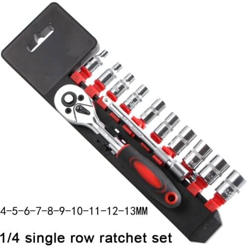 12Pcs 1/4 Mini Wrench Socket Set CR-V Drive Ratchet Wrench Spanner for Bicycle Motorcycle Car Repair Tool трещетка для головок