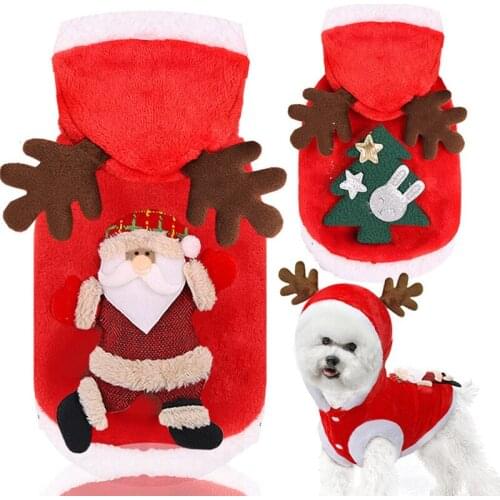 Dog Clothes Pet Dog Christmas Jacket Winter Warm Thick Cute Cartoon Small Dog Cloth Costume Dress Apparel Puppy Kitten Costume