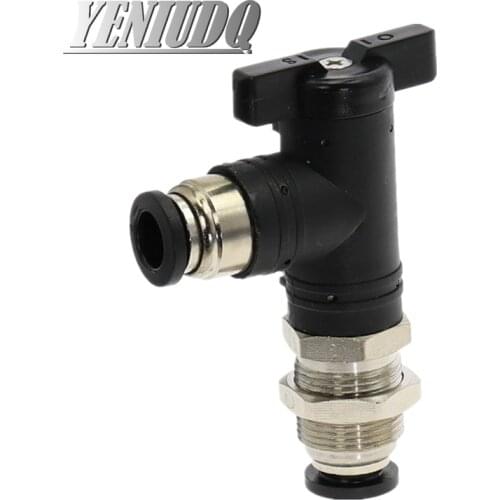 BLM bulkhead Pneumatic Push In Quick Joint Connector Hand Valve To Turn Switch Manual Ball Current Limiting Black 6mm 8mm 10mm