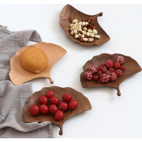 Creative Plants Shape Snacks Plate Eco Natural Wood Tea/Coffee Tray