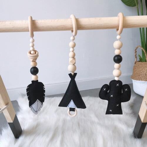 3Pcs/set Solid Wood Fitness Rack Pendant Children Room Decoration Infants Baby Gym Toy Hanging Ornaments Babe Gym Toys Hanging