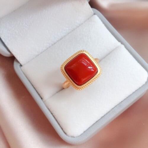 S925 Sterling Silver Vintage Inlaid Natural South Red Agate Vintage Antique Han Chinese Clothing Cheongsam with Womens Opening