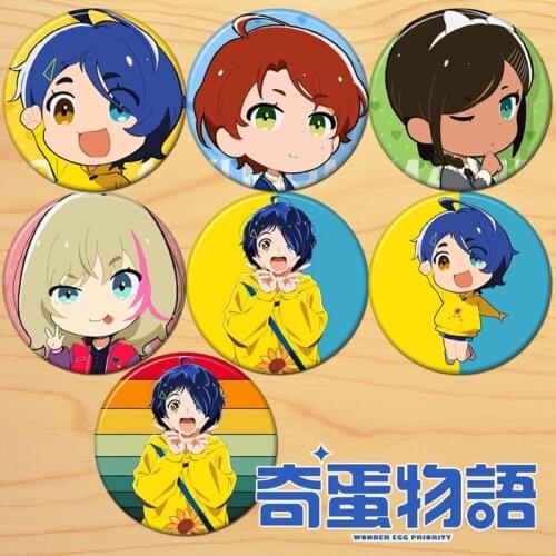 Cartoon Cute Badge Anime WONDER EGG PRIORITY Ohto Ai Kawai Rika Aonuma Neiru Metal Brooch Pin Itabag Pendant Collection Toy Gift