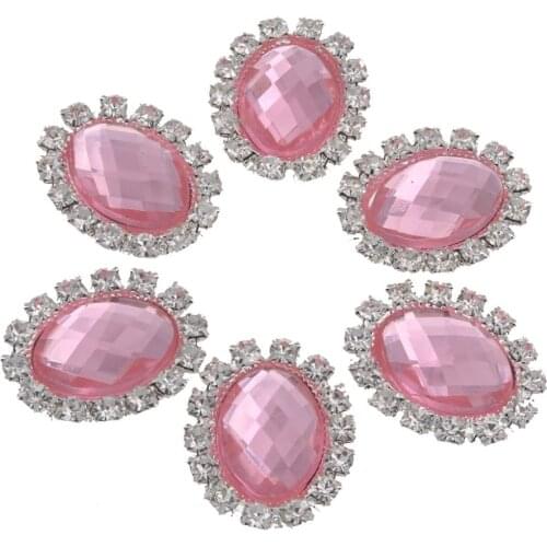 Rhinestone Acryl Embellishment Button Rhinestone Brass Dress Pink Applique Wedding Diy Flatback Strass Bouton For Craft Diamant