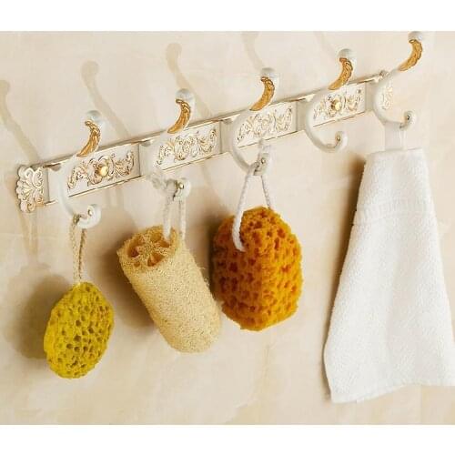 Vidric Robe Hooks 4-5 Hook Metal White Plating Towel Hooks Clothes Bath Hanger Luxury Bathroom Accessories Wall Mount Coat Hook