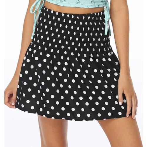 Vintage Polka Dots Mini Skirt Women E Girl Summer Chic Beachwear Cottagecore Fairy Casual Stretchy High Waist Sexy Ruffle Skirt