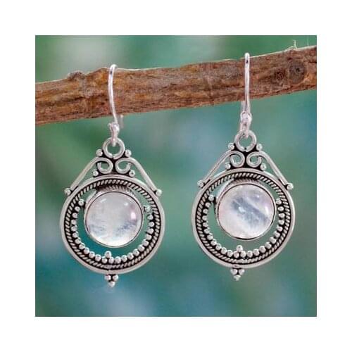 Vintage Ethnic Bohemia Waterdrop Earrings for Women Tibetan silver plated Earring Moonstone Earrings Jewelry Party Boho