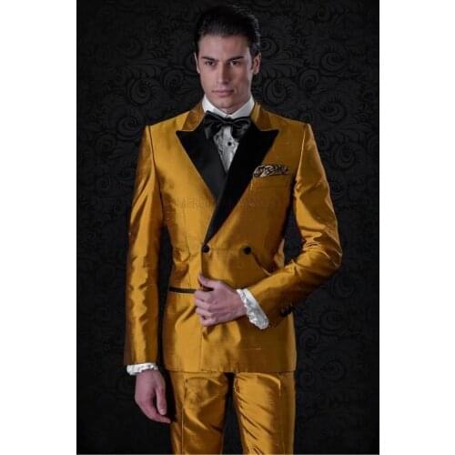 High Quality Double-Breasted Groomsmen Peak Lapel Groom Tuxedos Men Suits Wedding/Prom Best Man Blazer ( Jacket+Pants+Tie) A125
