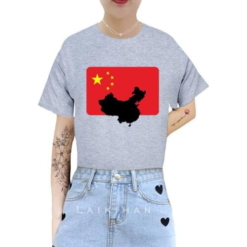 Women T Shirt China Flag Print Harajuku T Shirt Leisure Fashion Aesthetic Tshirt Funny Top Tees Female T-Shirts Woman Clothes
