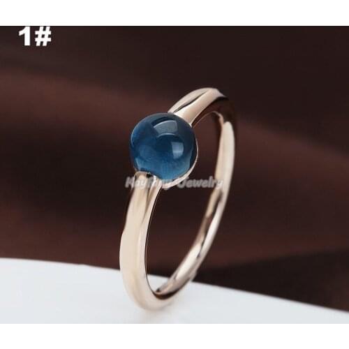 925 Sterling Silver Rings for Women Rose Gold Plated Synthetic Gemstone Sweety Candy Rings 2021 Womens ring Hot US 6/7/8