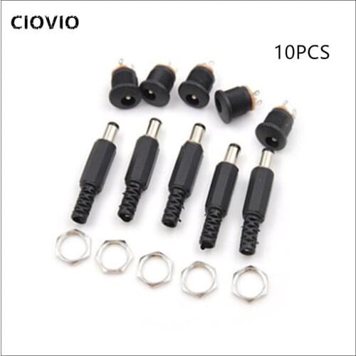 20 pcs Plastic Male Plugs + Female Socket Panel Mount Jack DC Power Connector Electrical Supplies