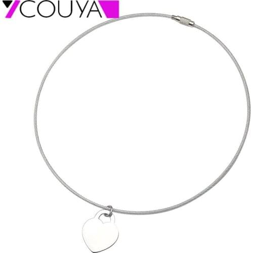 2017 Simple Design Vintage Necklace Metal Lovely Heart Bead Shaped Pendant Necklaces Stainless Steel Jewelry Wholesale