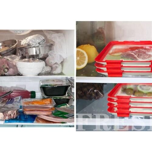 4Pcs Food Preservation Tray Creative Food Fresh Reusable Plastic Elastic Film Buckle Vacuum Kitchen Food Storage Container