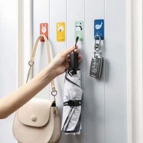 6pcs Punch-free Hanger Hook Household Cabinet Bathroom Strong Adhesive Hooks Creative Antler Seamless Wall Hanging Storage