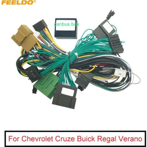 FEELDO Car Audio 16PIN Android Power Cable Adapter With Canbus Box For Chevrolet Cruze Buick Regal Verano Wiring Harness