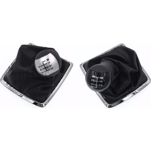 Free Shipping 6 Speed Silver And Black PU Leather Shift Knob Stick Lever Gaiter Cover For Ford Focus For Mondeo MK2 II 2004-2011