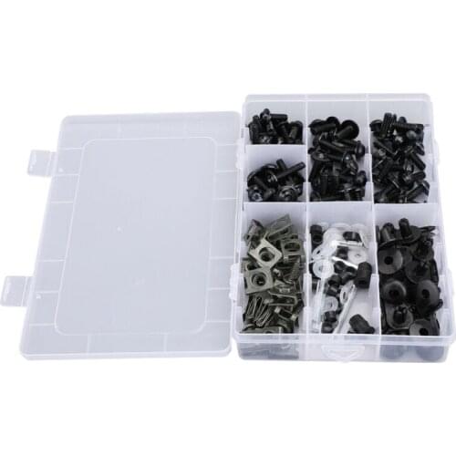 Topteng 198PCS M5 M6 Motorcycle Sportbike Windscreen Fairing Bolts Kit Fastener Clips Screws For Yamaha Kawasaki Honda BMW