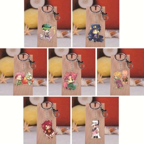 Anime Keychain JoJo Bizarre Adventure Man Key Chain for Women Accessories Cute Bag Pendant Key Ring Acrylic Cartoon Friends Gift