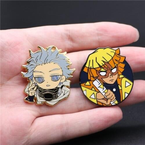 Anime Demon Slayer Brooch Cosplay Badge Agatsuma Zenitsu Cartoon Cute Pin Fancy Gift