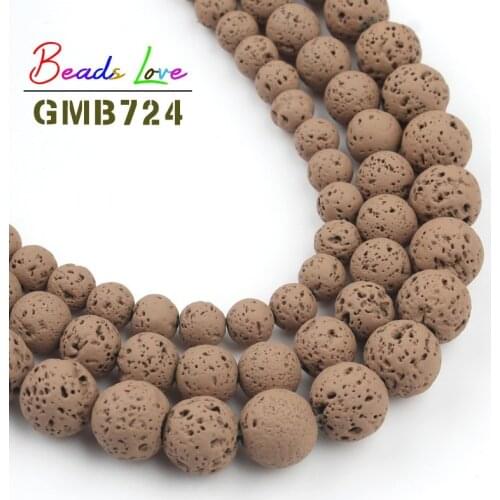 Natural Stone Volcanic Rock 4 6 8 10MM Brown Round Loose Lava Stone Beads for Jewelry Making Handmade Diy Bracelet Necklace 15