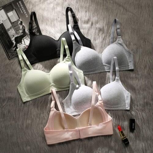 New Pure cotton girl underwear small chest decompression comfortable and convenient without steel ring bra teenage girls top