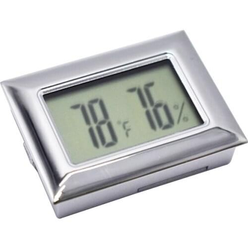 Silver Color Square Shape Accurate Cigar Hygrometer Temperature Humidity Adjustable Humidometer Electronic Digital Hygrometer
