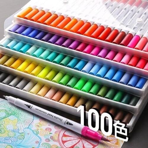 12/24/36/48/60/80/100PCS Colors FineLiner Drawing Painting Watercolor Art Marker Pens Dual Tip Brush Pen School Supplies