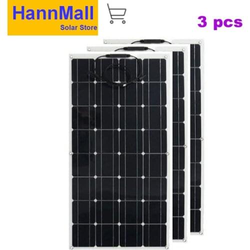 HannMall 3pcs 100w Solar Panel semi flexible 200W solar system Photovoltaic solar panel 12v battery/yacht/RV/car/boat