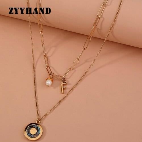 Natural Abalone Shell Pearl Women Necklace Girl Fresh Water Real Pearl Cross chain Set Letter F Lady Fashion Jewelry