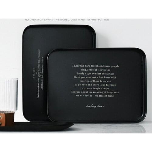 Classic Black Laser Lettering Storage Tray Jewelry Dinnerware Fruit Small Items Display Tray