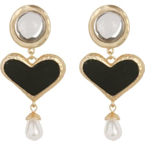 KMVEXO Fashion Heart Resin Drop Earring For Women Wedding Jewelry Boho Simulated Pearl Dangle Statement Earring Party Gifts 2019