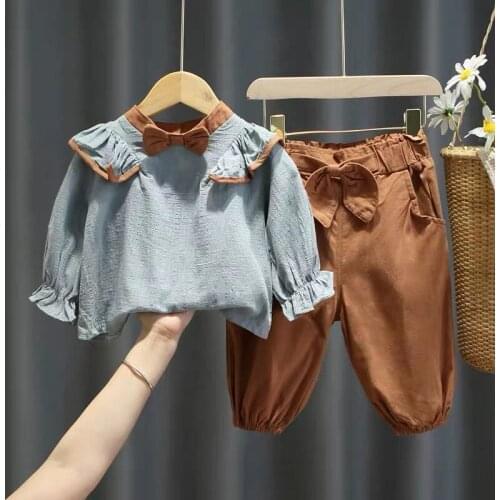 Melario Bow Clothes Girls Autumn Toddler Kids Clothes 2Pcs Outfits Kids Clothing Girls Tracksuit Suit Girls Children Clothing