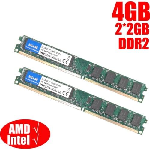 MLLSE DIMM DDR2 800Mhz/667Mhz 4GB(2GB*2Pieces) PC2-6400/PC2-5300 memory for Desktop RAM,good quality and High Compatible