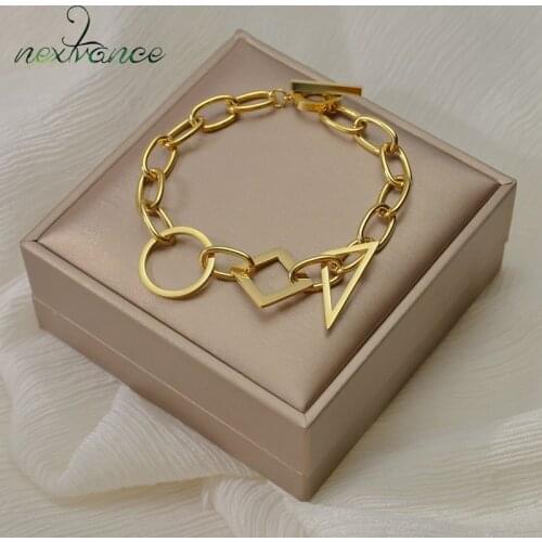 Nextvance Geometry Bracelet Stainless Steel Ellipse Polygon Bracelets & Bangles for Women Girl Anniversary Jewelry Gift