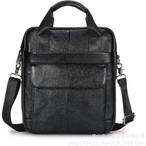 Men Top Quality Cowhide Leather Retro Design Business Briefcase Vertical 12" Laptop Travel Tote Attache Messenger Bag Portfolio